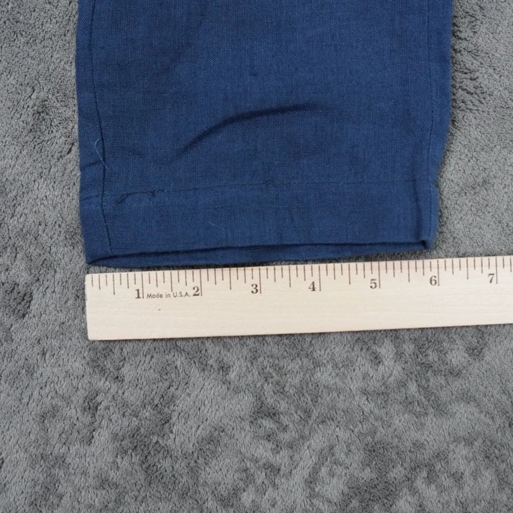 Barthelemy Men's 100% Linen Side Adjuster Pants Blue Size 36 Luxury Resort